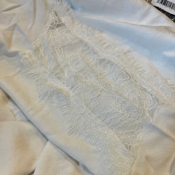 H by Halston Cowl Neck Lace Mix Sweater M Chalk white - Picture 4 of 5